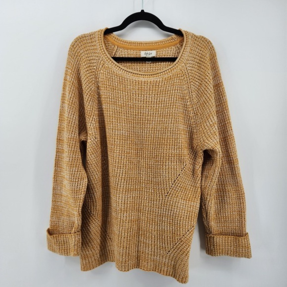 Style & Co. Womens‎ XL Mustard Yellow Knit Raglan Sleeve Pullover Sweater